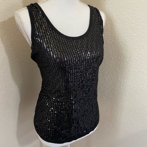 Black racerback tank with sequins